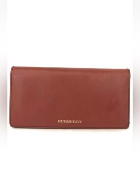 AUTH BURBERRY Bifold Wallet in Red Smooth Leather Modern Contemporary AUTHENTIC